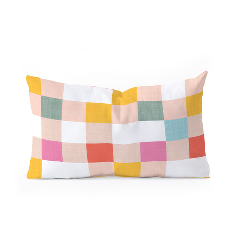 Dominique Vari Words Playful Summer Gingham Check Oblong Throw Pillow