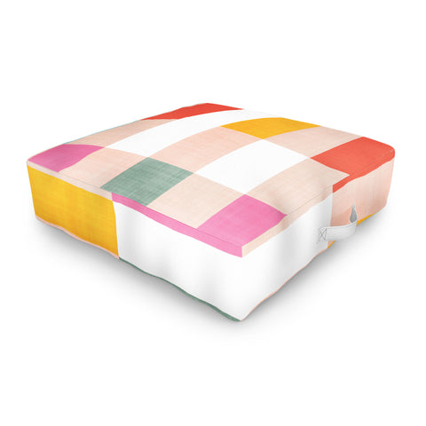 Dominique Vari Words Playful Summer Gingham Check Outdoor Floor Cushion