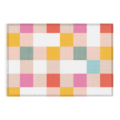 Dominique Vari Words Playful Summer Gingham Check Outdoor Rug