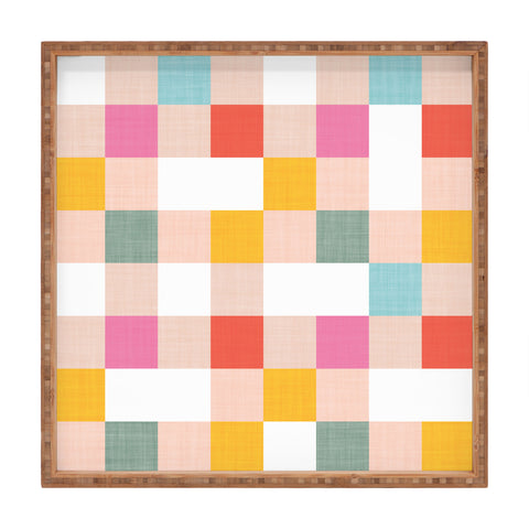 Dominique Vari Words Playful Summer Gingham Check Square Tray