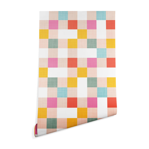 Dominique Vari Words Playful Summer Gingham Check Wallpaper