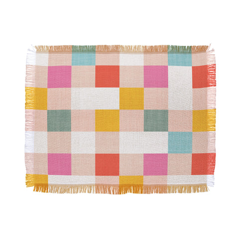 Dominique Vari Words Playful Summer Gingham Check Throw Blanket