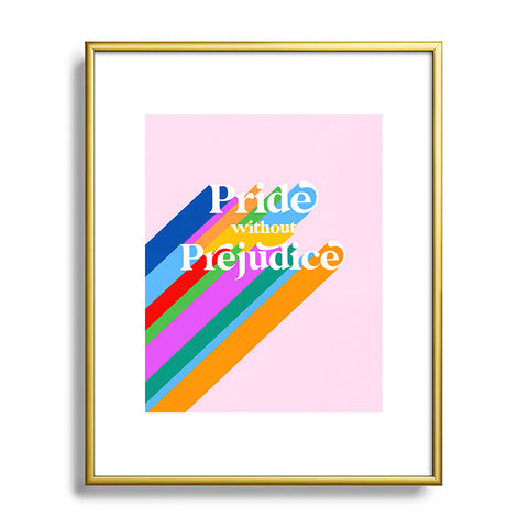 Dominique Vari Words Pride without Prejudice Rainbow Metal Framed Art Print