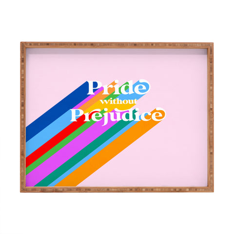 Dominique Vari Words Pride without Prejudice Rainbow Rectangular Tray