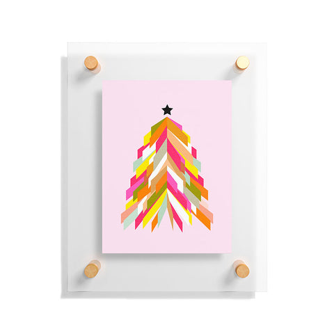 Dominique Vari Words Rainbow Christmas Tree Floating Acrylic Print
