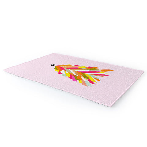 Dominique Vari Words Rainbow Christmas Tree Area Rug