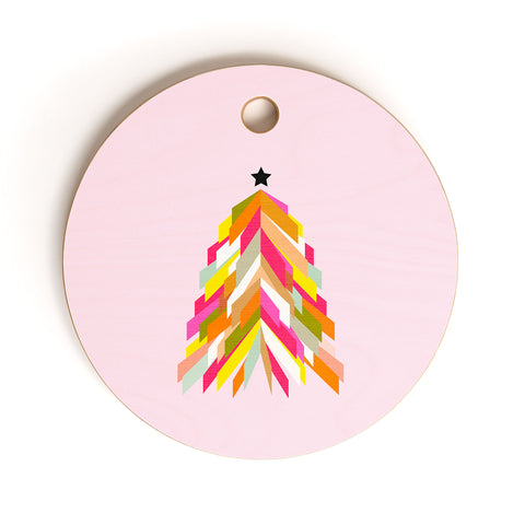 Dominique Vari Words Rainbow Christmas Tree Cutting Board Round