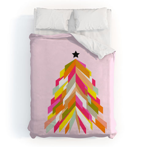Dominique Vari Words Rainbow Christmas Tree Duvet Cover