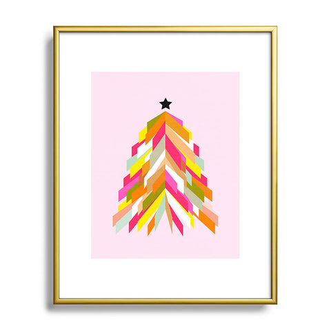 Dominique Vari Words Rainbow Christmas Tree Metal Framed Art Print