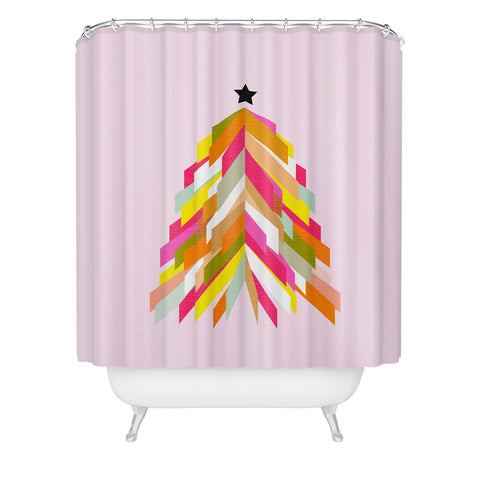 Dominique Vari Words Rainbow Christmas Tree Shower Curtain