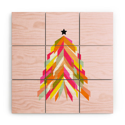 Dominique Vari Words Rainbow Christmas Tree Wood Wall Mural