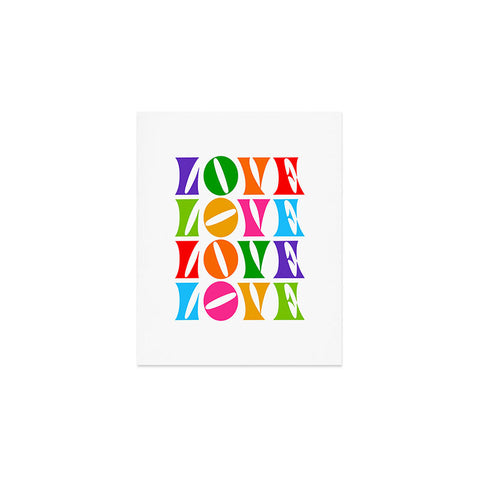 Dominique Vari Words Rainbow LOVE Groovy Repeat Art Print