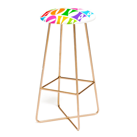 Dominique Vari Words Rainbow LOVE Groovy Repeat Bar Stool