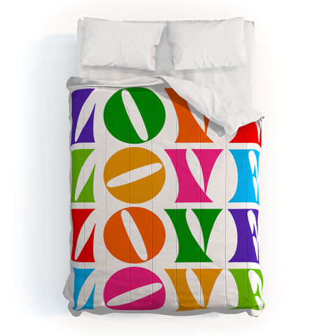 Dominique Vari Words Rainbow LOVE Groovy Repeat Comforter