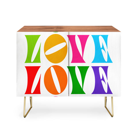 Dominique Vari Words Rainbow LOVE Groovy Repeat Credenza