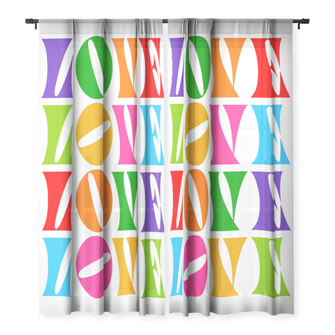 Dominique Vari Words Rainbow LOVE Groovy Repeat Sheer Non Repeat