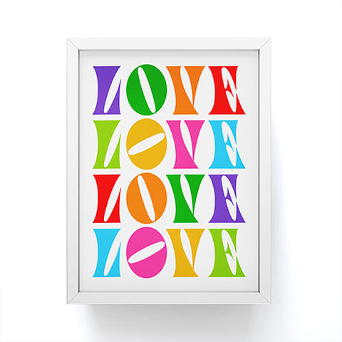 Dominique Vari Words Rainbow LOVE Groovy Repeat Framed Mini Art Print