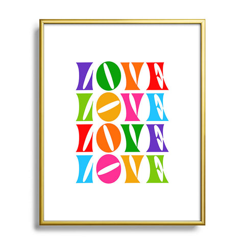 Dominique Vari Words Rainbow LOVE Groovy Repeat Metal Framed Art Print