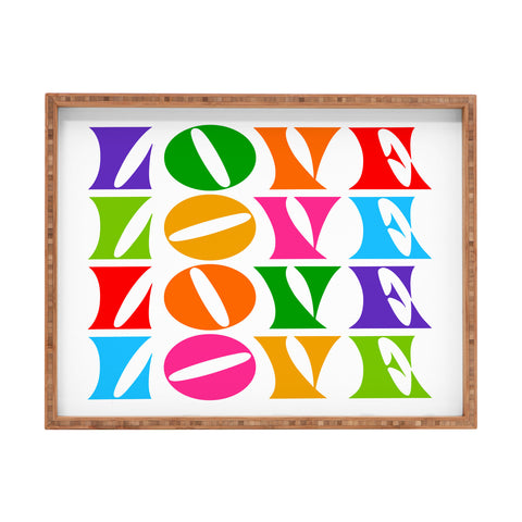 Dominique Vari Words Rainbow LOVE Groovy Repeat Rectangular Tray