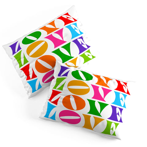 Dominique Vari Words Rainbow LOVE Groovy Repeat Pillow Shams