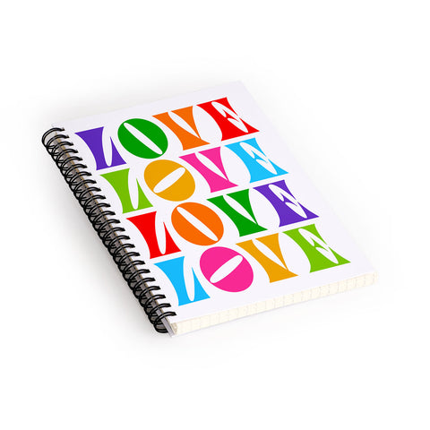 Dominique Vari Words Rainbow LOVE Groovy Repeat Spiral Notebook