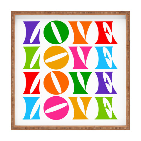 Dominique Vari Words Rainbow LOVE Groovy Repeat Square Tray