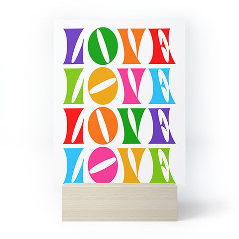 Dominique Vari Words Rainbow LOVE Groovy Repeat Mini Art Print
