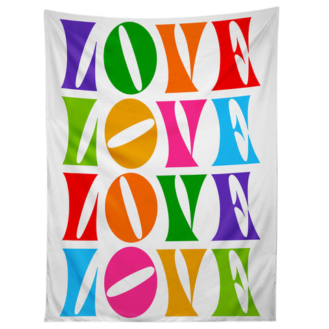 Dominique Vari Words Rainbow LOVE Groovy Repeat Tapestry