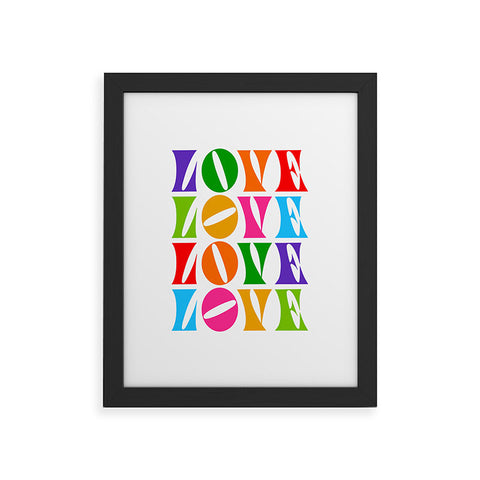 Dominique Vari Words Rainbow LOVE Groovy Repeat Framed Art Print