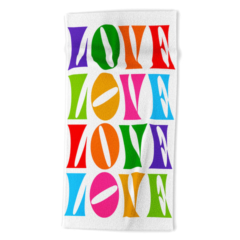 Dominique Vari Words Rainbow LOVE Groovy Repeat Beach Towel