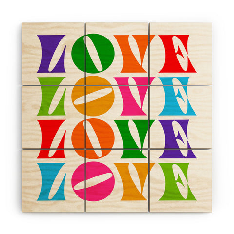 Dominique Vari Words Rainbow LOVE Groovy Repeat Wood Wall Mural
