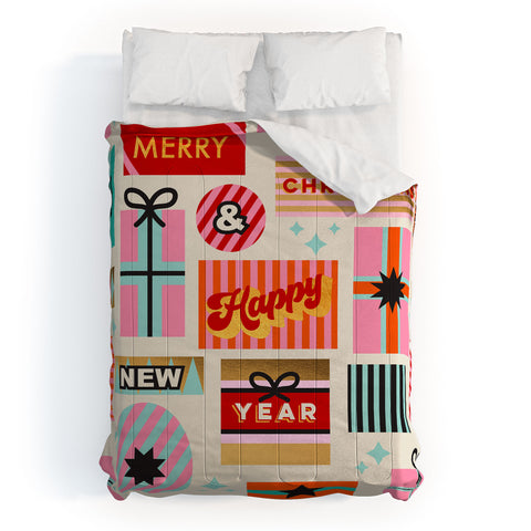 Dominique Vari Words Retro Christmas Gift pattern Comforter