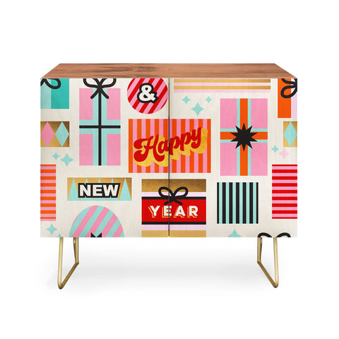 Dominique Vari Words Retro Christmas Gift pattern Credenza