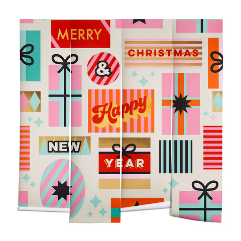 Dominique Vari Words Retro Christmas Gift pattern Wall Mural