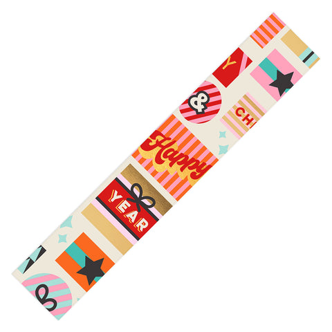 Dominique Vari Words Retro Christmas Gift pattern Table Runner