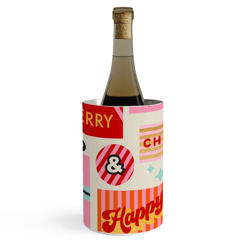 Dominique Vari Words Retro Christmas Gift pattern Wine Chiller