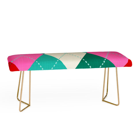 Dominique Vari Words Retro Christmas Knitted Argyle Bench