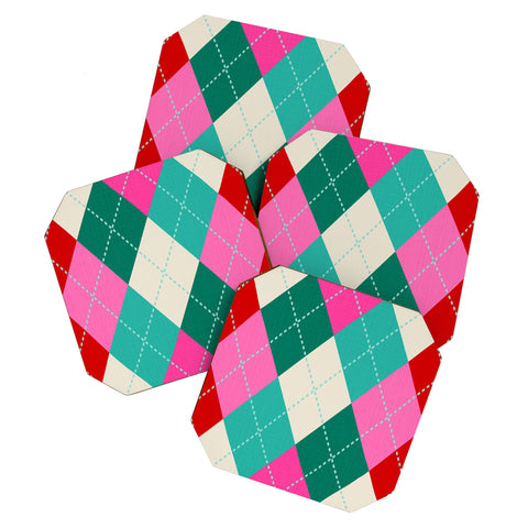 Dominique Vari Words Retro Christmas Knitted Argyle Coaster Set