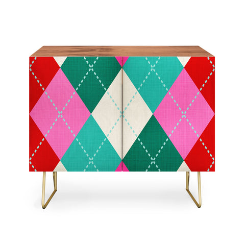 Dominique Vari Words Retro Christmas Knitted Argyle Credenza