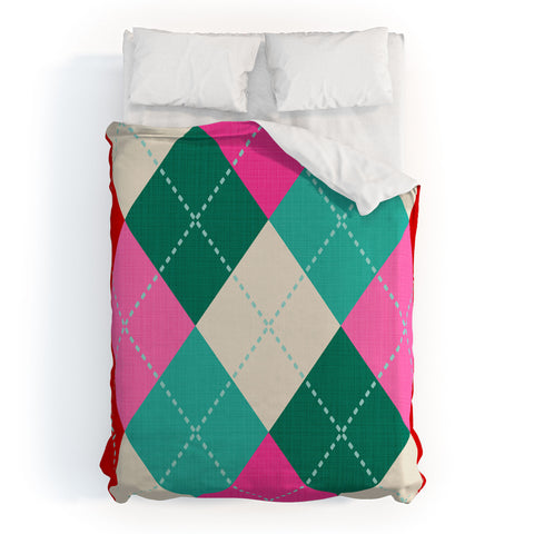 Dominique Vari Words Retro Christmas Knitted Argyle Duvet Cover