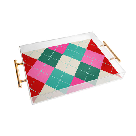 Dominique Vari Words Retro Christmas Knitted Argyle Acrylic Tray