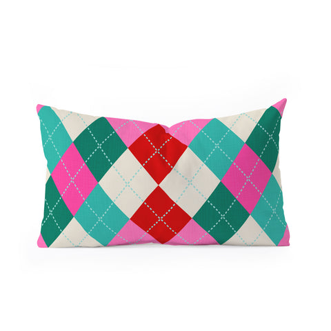 Dominique Vari Words Retro Christmas Knitted Argyle Oblong Throw Pillow