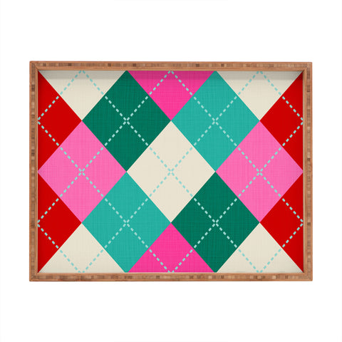Dominique Vari Words Retro Christmas Knitted Argyle Rectangular Tray