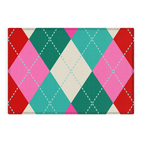 Dominique Vari Words Retro Christmas Knitted Argyle Outdoor Rug