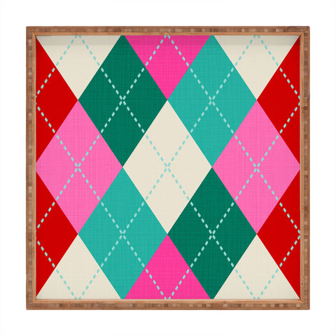 Dominique Vari Words Retro Christmas Knitted Argyle Square Tray