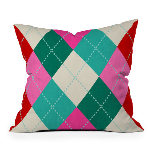 Dominique Vari Words Retro Christmas Knitted Argyle Throw Pillow