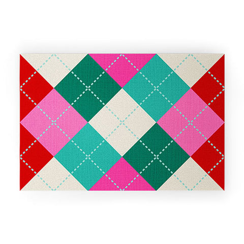 Dominique Vari Words Retro Christmas Knitted Argyle Welcome Mat