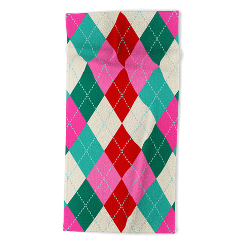 Dominique Vari Words Retro Christmas Knitted Argyle Beach Towel