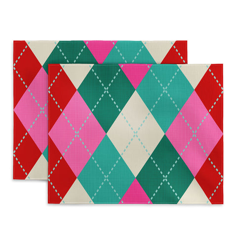 Dominique Vari Words Retro Christmas Knitted Argyle Placemat