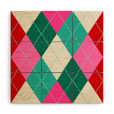 Dominique Vari Words Retro Christmas Knitted Argyle Wood Wall Mural